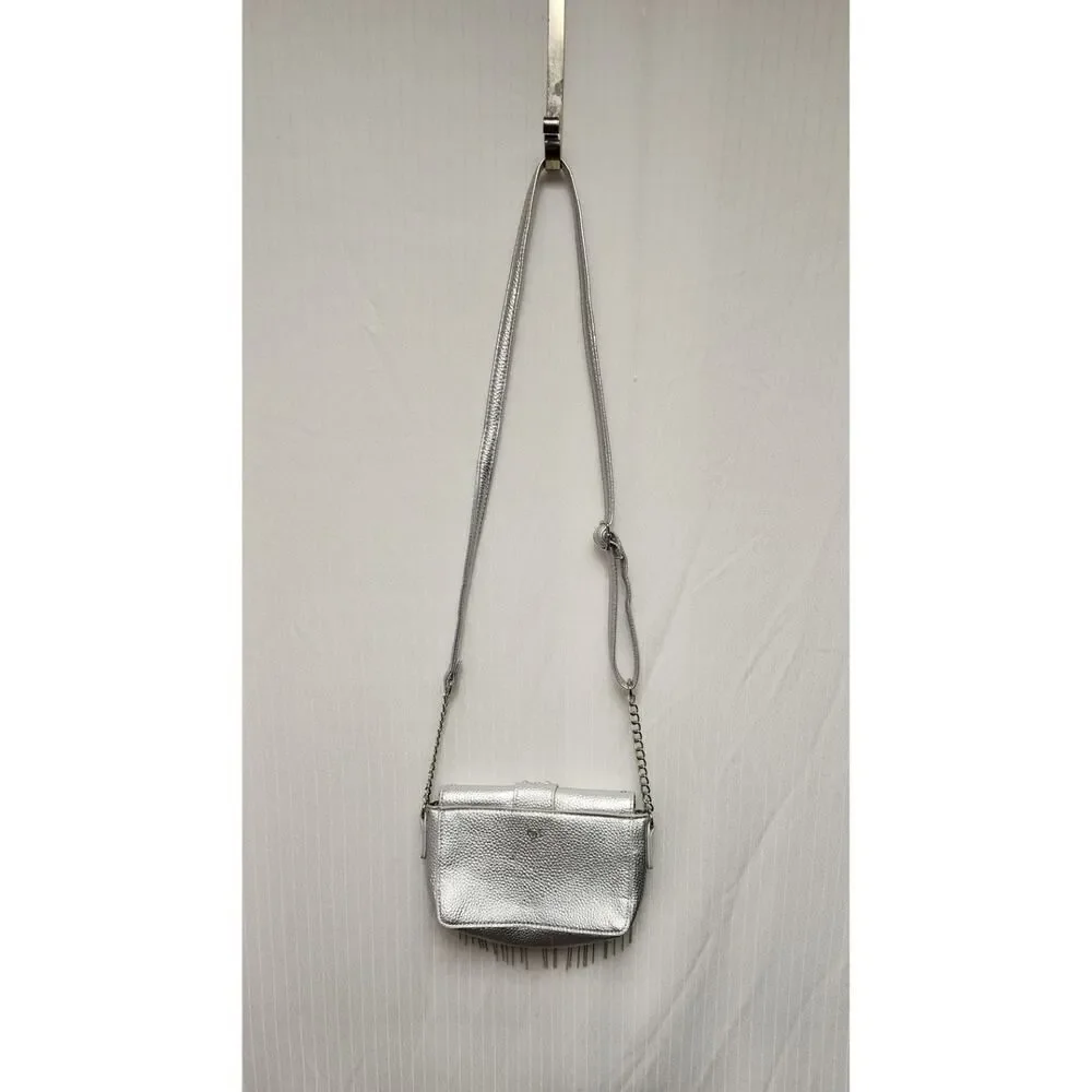 Justice Girls Silver Studded Crossbody Purse Bag With Adjustable Chain Strap